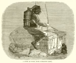 A Diver at Work (with Submarine Lamp)
