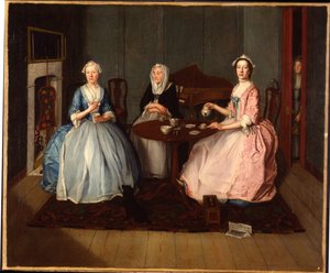 A Family in an Interior Taking Tea, c.1740 by English School