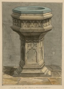 A Gothic font in the Church of Norwood, London, Middlesex