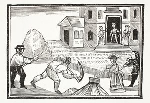 A Man mowing of Grass with a Scyth, which took all before it (illustration) by English School