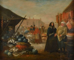 A Market Scene by English School