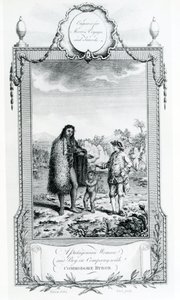 A Patagonian Woman and Boy in Company with Commodore Byron, illustration taken from Moore