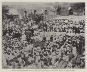 A Peace-Making between the Hindu and Mohammedan Populations of Patan, in the Province of Kathiawar, India by English School