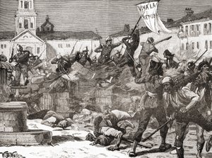 A Republican insurrection in Malaga, Spain during The Glorious Revolution (La Gloriosa)