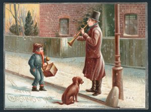A Scant Audience - Victorian Christmas card by English School