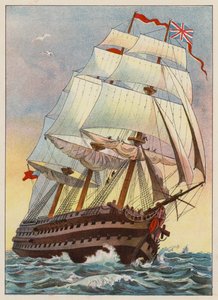 A Ship of War in 1837 by English School