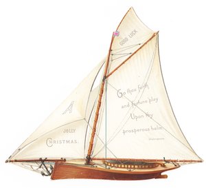 Victorian Die-Cut Three Dimensional Christmas Card of a Sailing Boat, c.1880
