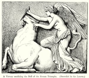 A Victory Sacrificing the Bull of the Roman Triumphs (Bas-Relief in the Louvre) by English School