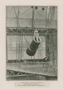 A Beautiful Lady Shot from a Monstrous Cannon by English School