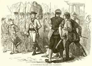A countryman tarred and feathered
