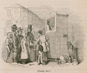 A Crowd Gather to Watch a Punch & Judy Show by English School