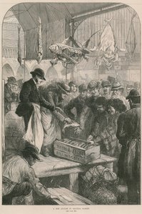 A Fish Auction in Columbia Market, London by English School