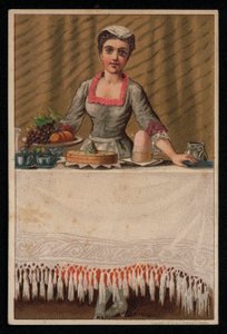 A Maid or Serving Girl Laying a Table with Food, Greetings Card by English School