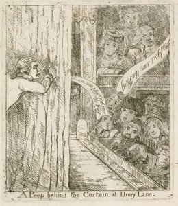 A peep behind the curtain at Drury Lane; cartoon by English School