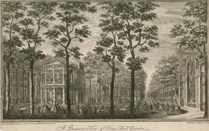 A perspective view of Vauxhall Gardens, London by English School