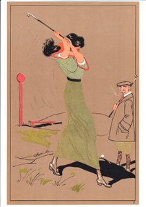Two Golfers in Comic and Humorous Postures by English School