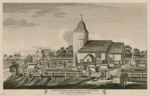 A south view of the Church of St Pancras, London, in the county of Middlesex by English School