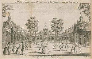 A View of the Chinese Pavilions and Boxes in Vauxhall Gardens, London by English School