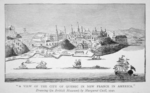 A View of the City of Quebec in New France in America by English School