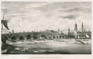 A view of the east side of London Bridge in the year 1827 by English School
