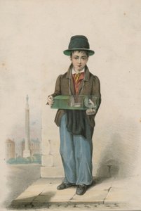 A Young Boy Pictured Holding a Cage Containing White Mice by English School
