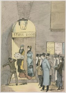 Actresses at the stage door of a theatre by English School