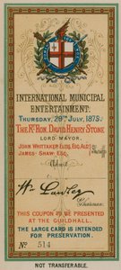 Admission Ticket to International Municipal Entertainment at the Guildhall, London, on 29 July 1875 by English School