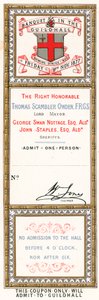 Admission Ticket to a Banquet at the Guildhall, London, on 9 November 1877 by English School