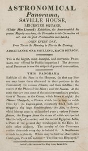 Advert for Astronomical Panorama, Savile House, Leicester Square, London by English School