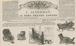 Advert for J Alderman, Manufacturer of Invalid Carriages by English School