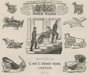 Advert for John Ward, Manufacturer of Invalid Carriages by English School