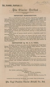 Advert for The Clavier Method of learning the piano
