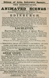 Advert for The Eidephusicon, an exhibition of animated scenes, picturesque and mechanical by English School