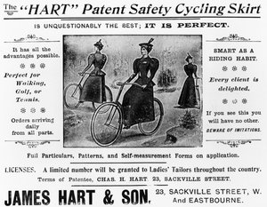 Advert for The Hart Patent Safety Cycling Skirt by English School
