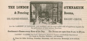 Advert for The London Gymnasium & Fencing Rooms, 123 Oxford Street, Regent Circus by English School
