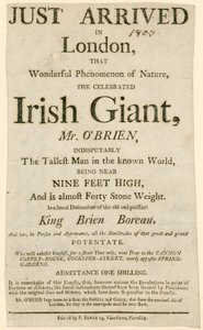 Advert for an Appearance of Charles Byrne, aka O