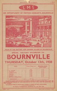 Advert for Railway Excursion to Cadburys Factory and Garden Village at Bournville