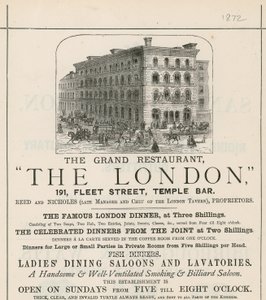 Advert for the grand restaurant The London, 191 Fleet Street, Temple Bar