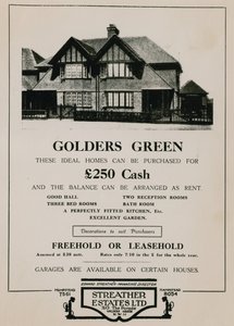 Advert for the Purchase of a House in Golders Green by English School
