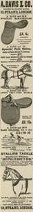 Advertisement for A. Davis & Co. Saddlers and Harness Makers by English School