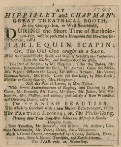 Advertisement for Bartholomew Fair by English School