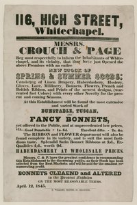 Advertisement for Crouch and Page, 116 High Street, Whitechapel by English School