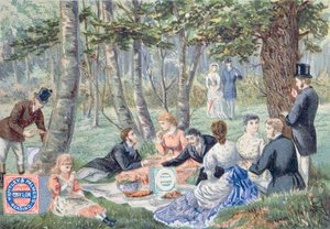 Advertisement for Imperial Ceylon Biscuits Depicting a Picnic in Epping Forest by English School
