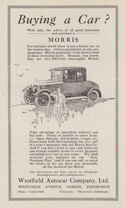 Advertisement for Morris Cars, 1926 by English School