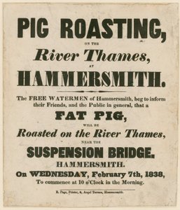 Advertisement for Pig Roasting on the River Thames by English School