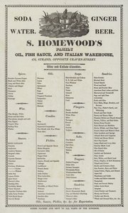 Advertisement for S Homewoods Oil, Fish Sauce and Italian Warehouse