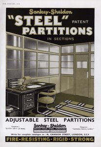 Advertisement for Sankey-Sheldon Steel Partitions, 1937 by English School