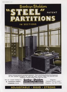 Advertisement for Sankey-Sheldon Steel Partitions, 1937 by English School