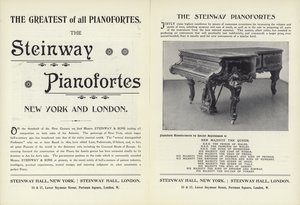 Advertisement for Steinway pianos