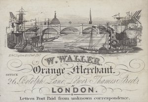 Advertisement for W Waller, Orange Merchant, London by English School